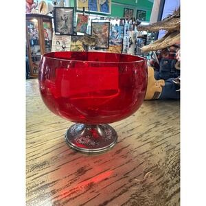 Vintage Gorham Sterling Silver Ruby Red Bowl